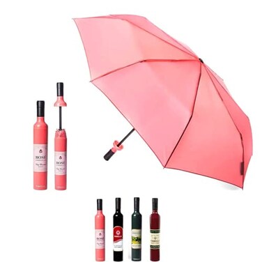 VINRELLA Rose Labeled Wine Bottle Umbrella