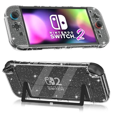 FANPL Clear Case for Nintendo Switch 2 2025 Protective Cover for Switch 2 and Joy Con Controller Strong and Durable Not Easy to Fall Off Glitter