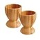 HIC Kitchen Egg Cup Holders Natural Bamboo For Soft Boiled and Hard Boiled Eggs Set of 2