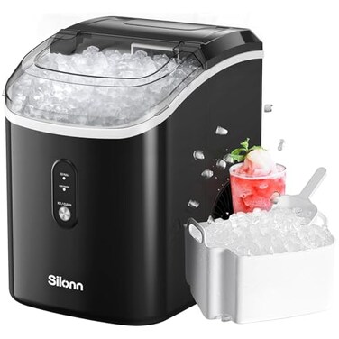 Silonn Nugget Ice Maker Countertop Chewable Pellet Ice Machine with SelfCleanin Function 36lbs24H Portable Ice Makers for Home Kitchen Officce Black