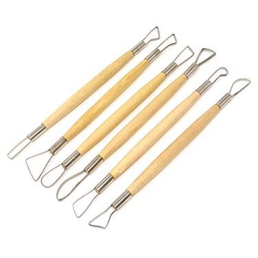 Honbay 6Piece Wooden Handle Double Ended Modeling Tools Sculpting Tools for Clay Fondant Cake Ceramic Dough Plasticine Plaster Wax etc
