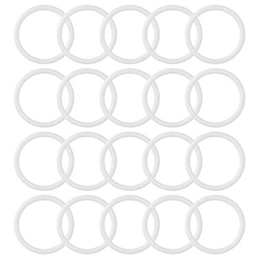 Framendino 30 Pack 2 Inch White Plastic Catcher Ring Round Floral Hoops Circle Hook for DIY Crafts