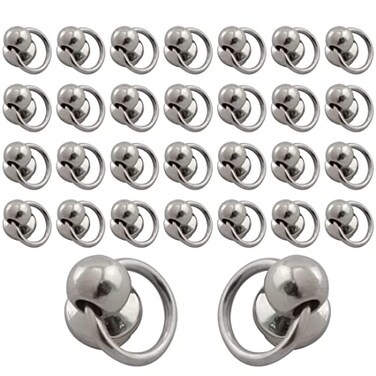 Aifeier ET 30 PCS Screwback Screw Rivet Stud Silver Round Head Nail with Pull Ring DIY Accessory Nail for Leather Craft Clothes BagsHats Belts etc