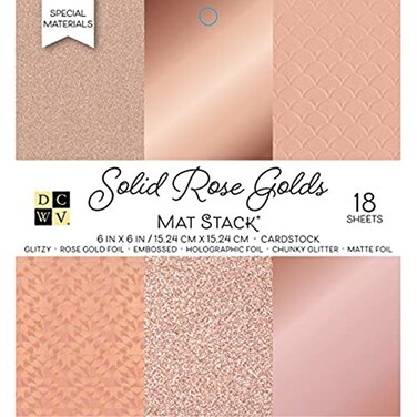 DCWV American Crafts SingleSided Cardstock Stack 6X6 18PkgSolid Rose Golds 6 Designs3 Each