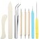 Mudder 8 Pcs Bone Folder Tools Include 2 Pieces Bone Folder Paper Creaser 3 Pieces Double Head Indentation Pens with Sugar Stir Needle Quilling Needle Pen and Tweezers for Card Making Scrapbooking
