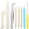 Mudder 8 Pcs Bone Folder Tools Include 2 Pieces Bone Folder Paper Creaser 3 Pieces Double Head Indentation Pens with Sugar Stir Needle Quilling Needle Pen and Tweezers for Card Making Scrapbooking