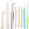 Mudder 8 Pcs Bone Folder Tools Include 2 Pieces Bone Folder Paper Creaser 3 Pieces Double Head Indentation Pens with Sugar Stir Needle Quilling Needle Pen and Tweezers for Card Making Scrapbooking