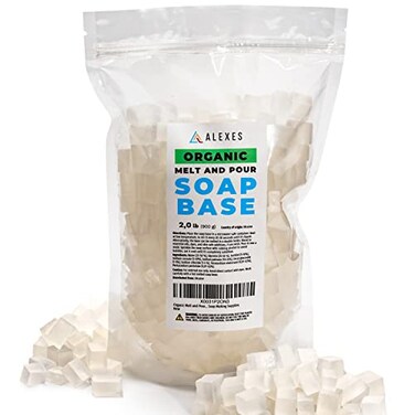ALEXES Organic Melt and Pour 2 lb Soap Base for Soap Making Unscented Soap Making Supplies