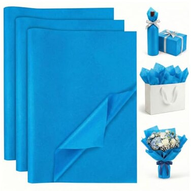 Koogel 120 Sheets Blue Tissue Paper Bulk 14 x 20 Inch Gift Wrapping Paper for Wedding Birthday DIY Crafts Art Project