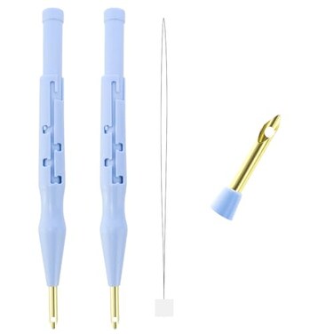 WYBG 2 Pack Adjustable Embroidery Punch Needle Pen Tool Felting Threader for Rug DIY Handmade Art Crafts Stitching Applique Embellishment