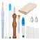 WILLBOND 17 Pcs Punch Needle Kit Adjustable Punch Needle Tool Include Wooden Handle Embroidery Pen Cloth Large Eye Sewing Needles for Beginners Adults DIY Craft GiftsBlue Sky Blue