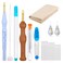 WILLBOND 17 Pcs Punch Needle Kit Adjustable Punch Needle Tool Include Wooden Handle Embroidery Pen Cloth Large Eye Sewing Needles for Beginners Adults DIY Craft GiftsBlue Sky Blue