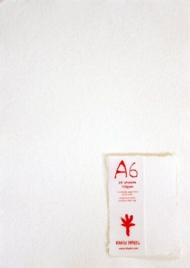 KHADI Paper White RAG 20 Sheets Packs A6W 150 GSM 4 X 6
