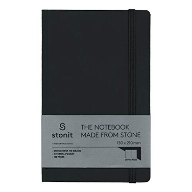 Stonit Stone Paper Journal with Bungee Closure Black
