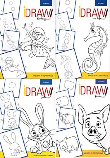 iDraw Beginner Level 4 Book Tutorial Fantasy Sea Life Farm and Pets
