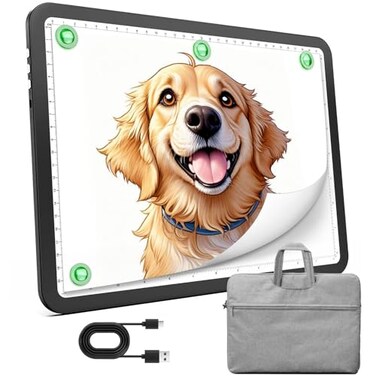 Zocelight Rechargeable A4 Tracing Light Box with Padded CaseUltra Bright Led Light Pad with Physical ButtonWireless Light Board for Diamond PaintingDimmable 9000LUX Lightbox for Tracing and Drawing