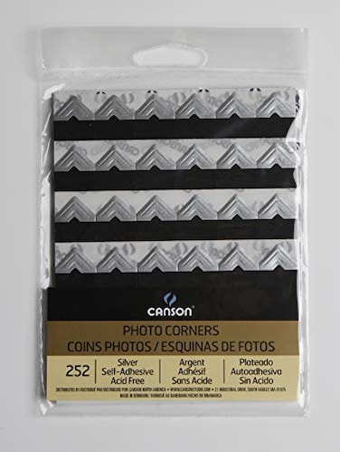 Canson Self Adhesive Photo Corners PeelOff Archival Quality 252Pack Silver 252 Count