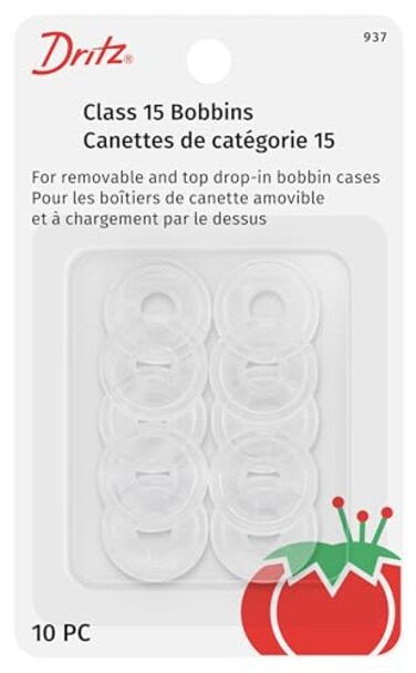 Dritz Class 15 Reusable Bobbins 10 Count Clear Plastic