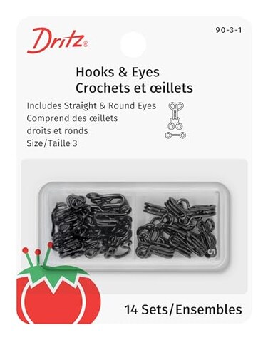 Dritz Hook Eye Closures 14 Count Size 3 Black