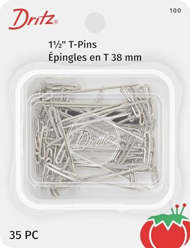 Dritz 100 T Pins 112Inch 35Count Nickel