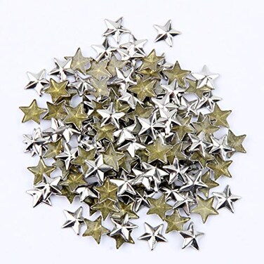 BEADSLAND Beadsland Hotfix Iron On Flat Back Stars Studs 14 Flatback Glue on Studs 300pcs Silver 12x12mm