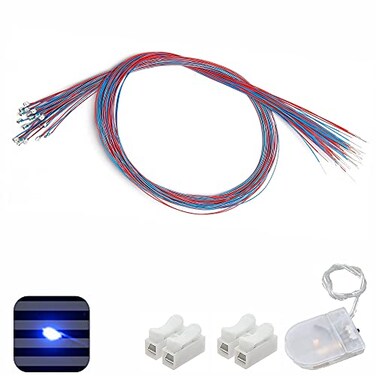 ZZHOB 25PCS PreWired Micro Blinking LEDsLight Mode Flashing Blue Light 0805 SMD LEDs with Assembly Accessories for Beginner Model Building