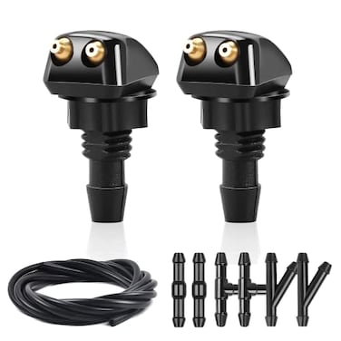 GOOTHX 2pcs Front Windshield Washer Nozzles Front Windshield Washer Nozzle kit and Fluid Hose Windshield Washer Nozzles Wiper Spray Fit for Most Cars