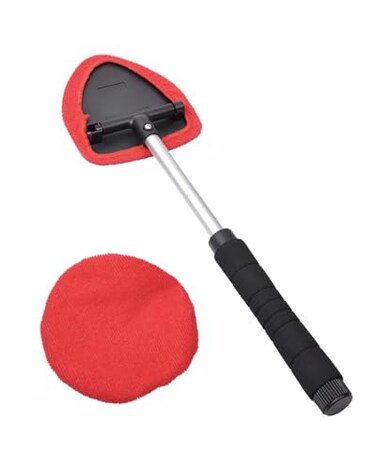 AutoEC Windshield Cleaning Tool Car Cleaner Tool with Inside Extendable Handle Window Cleaner Brush Kit Auto Glass Wiper for Windshield with 2 Microfiber Towel Pads Home Windows Trucks SUV RV