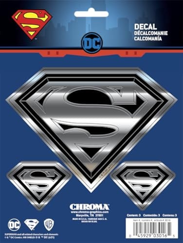 CHROMA Chroma Graphics 3016 Classic Emblemz 3 Piece Superman Decal Regular Blue Chrome Red