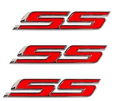 Aimoll 3pcs SS Emblems ABS Sticker 3D Logo Replacement for Impala Cobalt Camaro 2010 2011 2012 2013 2014 2015 2016 2017 Chrome Red