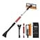 FOVAL 472 Extendable Ice Scraper Snow Brush with Squeegee for Windshield Window Car Trucks SUVs 270 Pivoting Brush Head Essential Winter Tool Ice Snow Remover with Comfortable Foam Grip