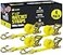 DC Cargo Mall Heavy Duty Ratchet Tie Down Straps 4 Pack 2 x 27 with Double J Hooks 10000 lbs Break Strength