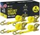 DC Cargo Mall Heavy Duty Ratchet Tie Down Straps 4 Pack 2 x 27 with Double J Hooks 10000 lbs Break Strength