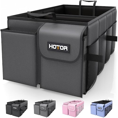 HOTOR Foldable Trunk Organizer SUVs Sedans Sturdy Car Organization With 2 Compartments Black 236142106