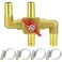 QWORK Solid Brass 58 4Way Heater Control Valve with Switch 16mm Hose Barb Automotive Bypass