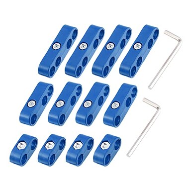 X AUTOHAUX 2 Set 8mm Car Engine Spark Plug Wire Separator Looms Divider Organizer Clamp Plastic Blue