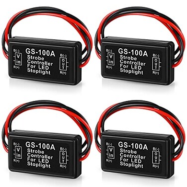 Frienda 4 Pieces Brake Light Flasher Strobe Tail Light LED Module Flash Strobe Controller for Motorcycles Cars Trucks 1230 V