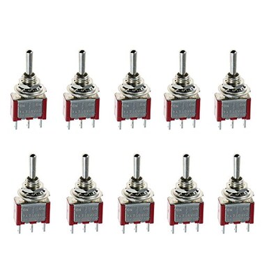 ESUPPORT OnOffOn Momentary Mini Miniature Toggle Switch Car Dash Dashboard SPDT 3Pin Pack of 10