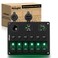 Nilight 90123F 6 Gang ON Off Rocker Switch Panel Green Backlit 12V24V LED Digital Voltmeter Dual USB Charger Cigarette Lighter Socket Overload Protection Switch Panel For Cars RVs Boats