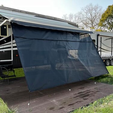 SHADEPLUS RV Awning Sun Shade Screen 8x153Fit for 16 AwningBlack Mesh Shade Screen with ZipperUniversal Trailer Camper Awning Screen with Complete KitsImproves Shadow and Privacy