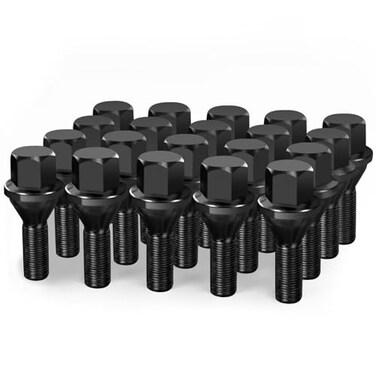 dynofit Dynofit 12x125 OEM Wheel Lug Bolts 20pcs ET 19mm Hex 28mm Shank Compatible with 20182024 Jeep Compass 20142013 Cherokee 20152017 Chrysler 20132016 Dodge Dart Solid Stock Chrome Studs Set