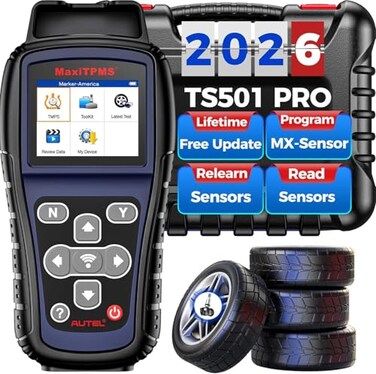 Autel MaxiTPMS TS501 PRO TPMS Programming Tool Same as TS508 2026 TPMS Relearn Tool Newer of TS501 TS408S Activate Relearn 99 Sensors Program MXSensors 315433MHz TPMS ResetDiagnosis