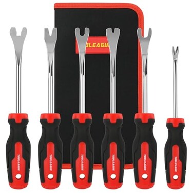 TOOLEAGUE 6Pcs Auto Upholstery Trim Panel Removal Tool SetCar Trim Removal Tool Fastener Remover Kit with Storage Bag