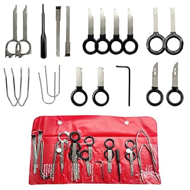 AFA Tooling Radio Removal Tool Kit 20 Stereo DIN Release Keys Car Audio Head Unit Puller Tools Compatible with Ford VW Audi MercedesBenz CD Player Removal Without Dash Damage
