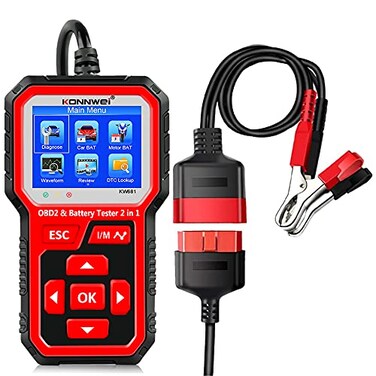 KONNWEI KW681 OBD2 Scanner 6V 12V Car Battery Tester 2 in 1 Car Diagnostic Scanner Automotive Battery Alternator Load Tester Check Engine Code Reader Scan Tool
