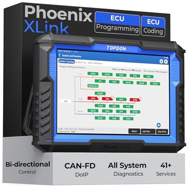 TOPDON Phoenix XLink Scanner ECU Programming Coding Scan Tool Topology Mapping CANFD DoIP Full System Bidirectional Scanner 41 Maintenance Services VAG Guided 2 Year Free Update