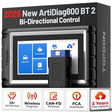 TOPDON AD800BT 2 OBD2 Scanner 2026 Bidirectional Scan Tool Function as AD900 Lite AD Pro All System Automotive Diagnostic Scanner Active Test 28 Reset Service FCA Autoauth 2 Years Free Update