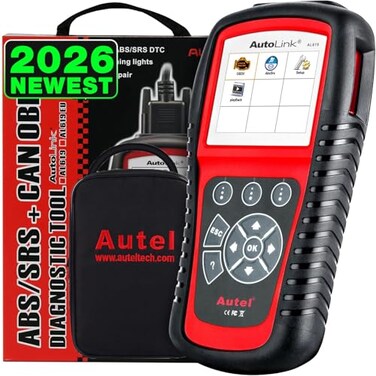 Autel AutoLink AL619 Scanner 2026 ABS SRS Airbag Warning Light Diagnostic Scan Tool Up of AL519 ML519 ML619 10 OBDII Test Modes DTCs Lookup Live Data Turn Off Check Engine Light OBD2 Code Reader