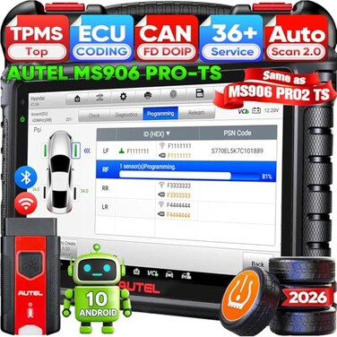 Autel Scanner MaxiSYS MS906 PROTS 2026 Same as MS906 PRO2TS MK906S PRO2TS Up of MP900TS MS906MAX MS906PRO V20 Full TPMS ECU C0ding Bidirectional Scan Tool 36 Service CAN FDDoIP FCA OS 10