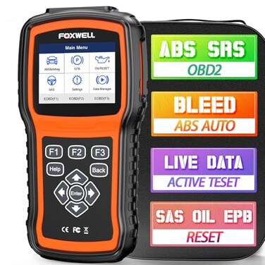 FOXWELL 2026 NT630 Plus OBD2 Scanner with ABS and SRS ABS Auto Bleed Scan Tool Brake Code Reader with Live Data Bidirectional Control SAS Oil EPB Reset Diagnostic Tool
